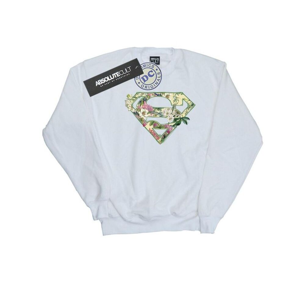 DC Comics Womens/Ladies Supergirl Floral Shield Sweatshirt / White